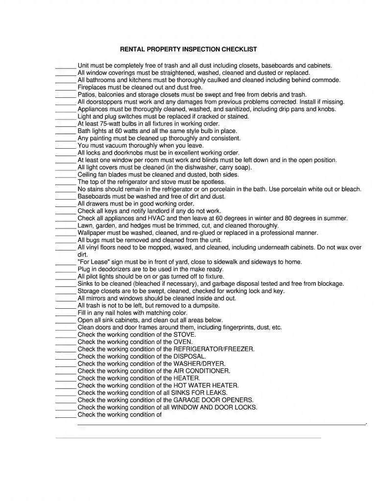 vacation rental inventory checklist pdf Preview on Page 1