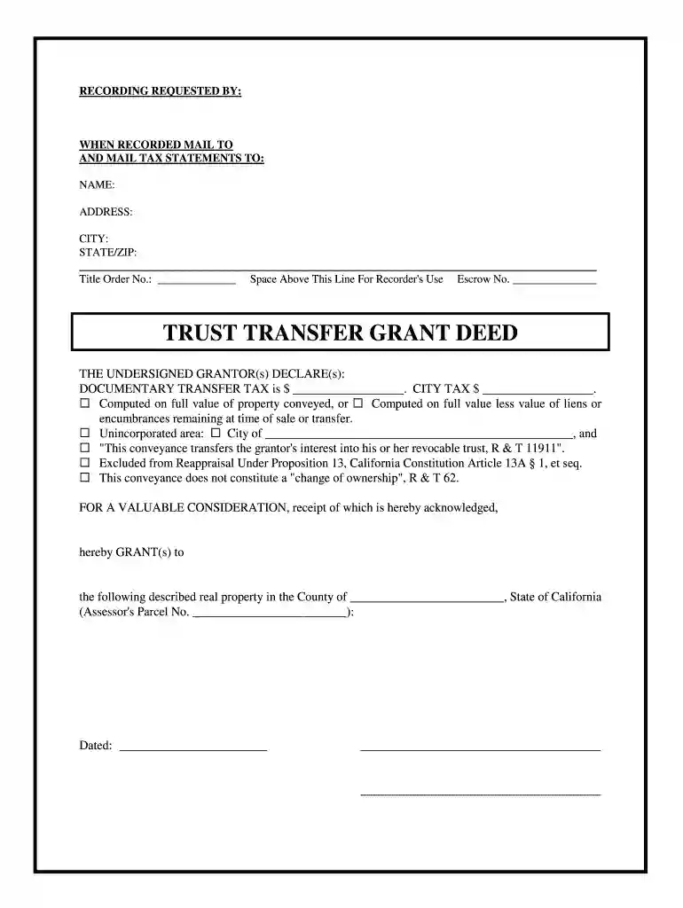 trust transfer deed Preview on Page 1