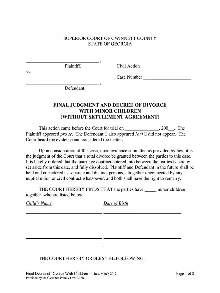 what does a divorce decree look like Preview on Page 1