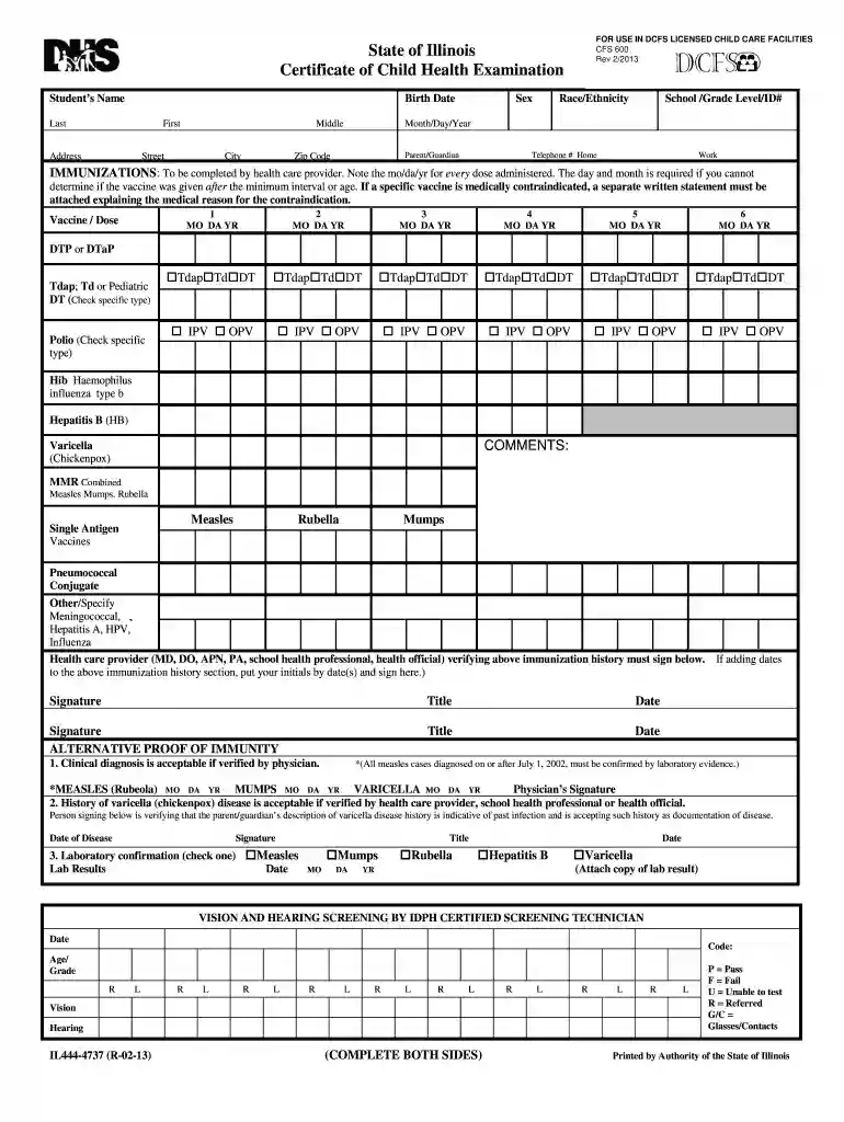 form child examination Preview on Page 1