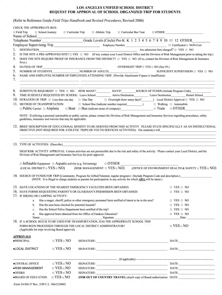lausd form 34 eh 17 Preview on Page 1