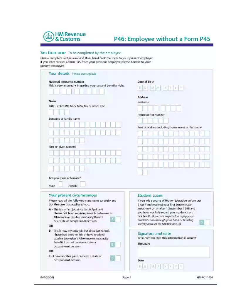 printable p46 form 2022 Preview on Page 1