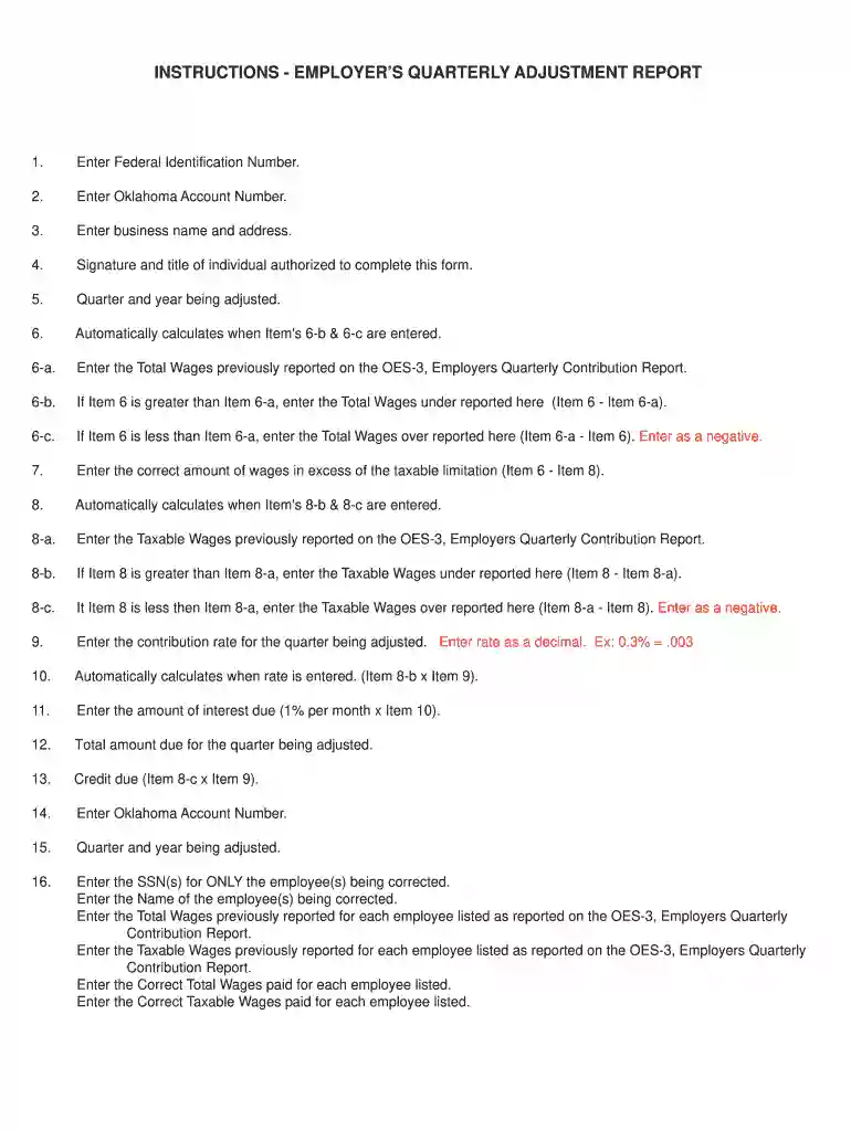 oes 3b adjustment form Preview on Page 1