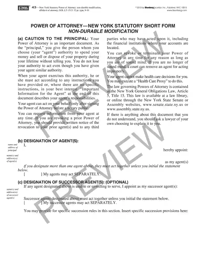 new york statutory short form power of attorney eff 6 13 21 Preview on Page 1