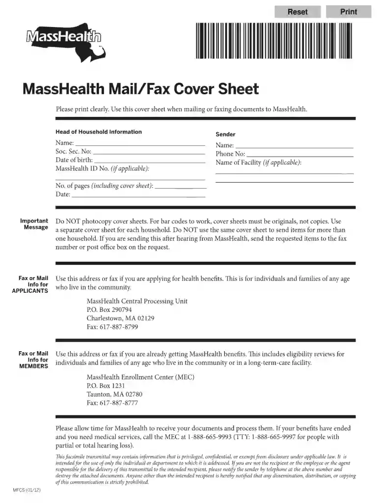 masshealth fax number Preview on Page 1