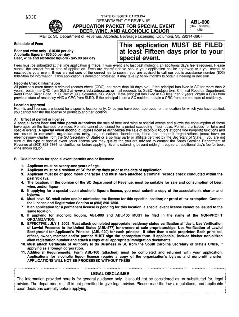 sc abl 900 2009 form Preview on Page 1