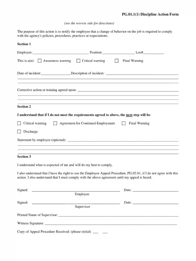shrm disciplinary action form Preview on Page 1
