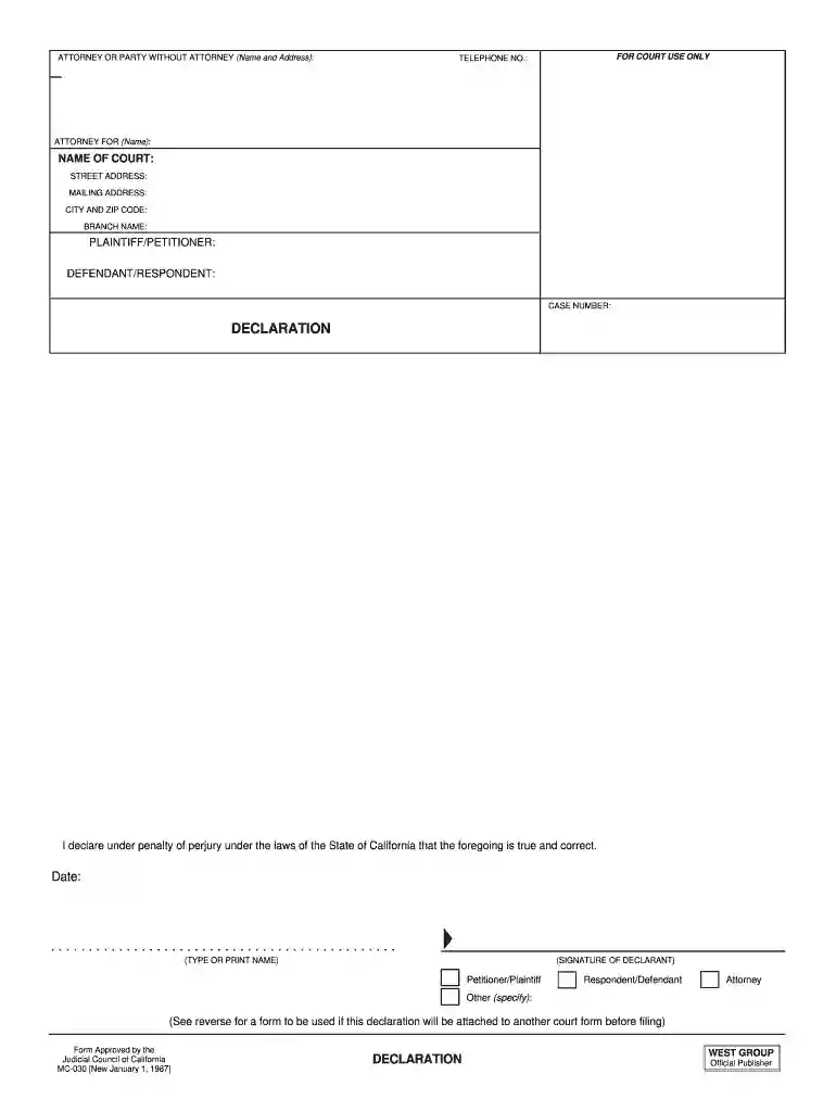 declaration mc 030 Preview on Page 1