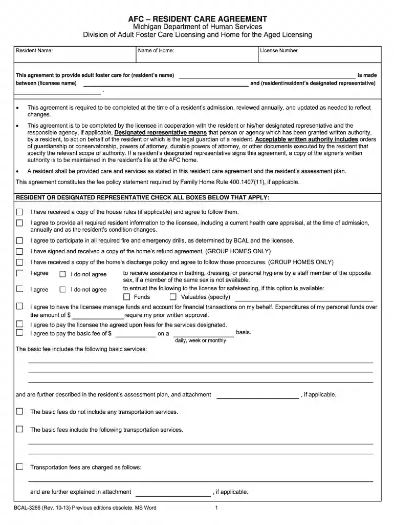 michigan forms bcal 3266 2010 Preview on Page 1