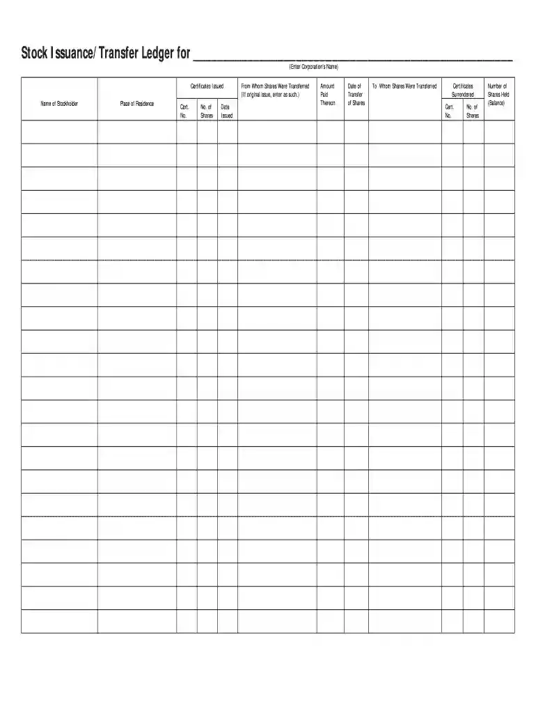 stock ledger template Preview on Page 1