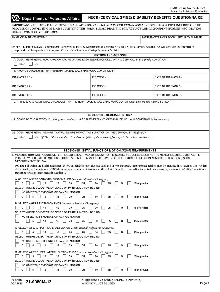 va dbq for radiculopathy Preview on Page 1