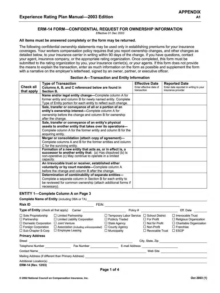 erm 14 form Preview on Page 1