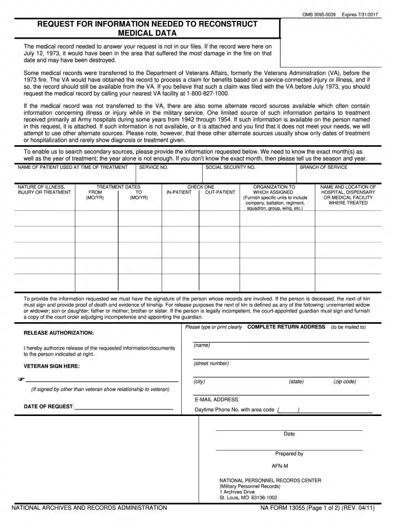 na form 13055 Preview on Page 1