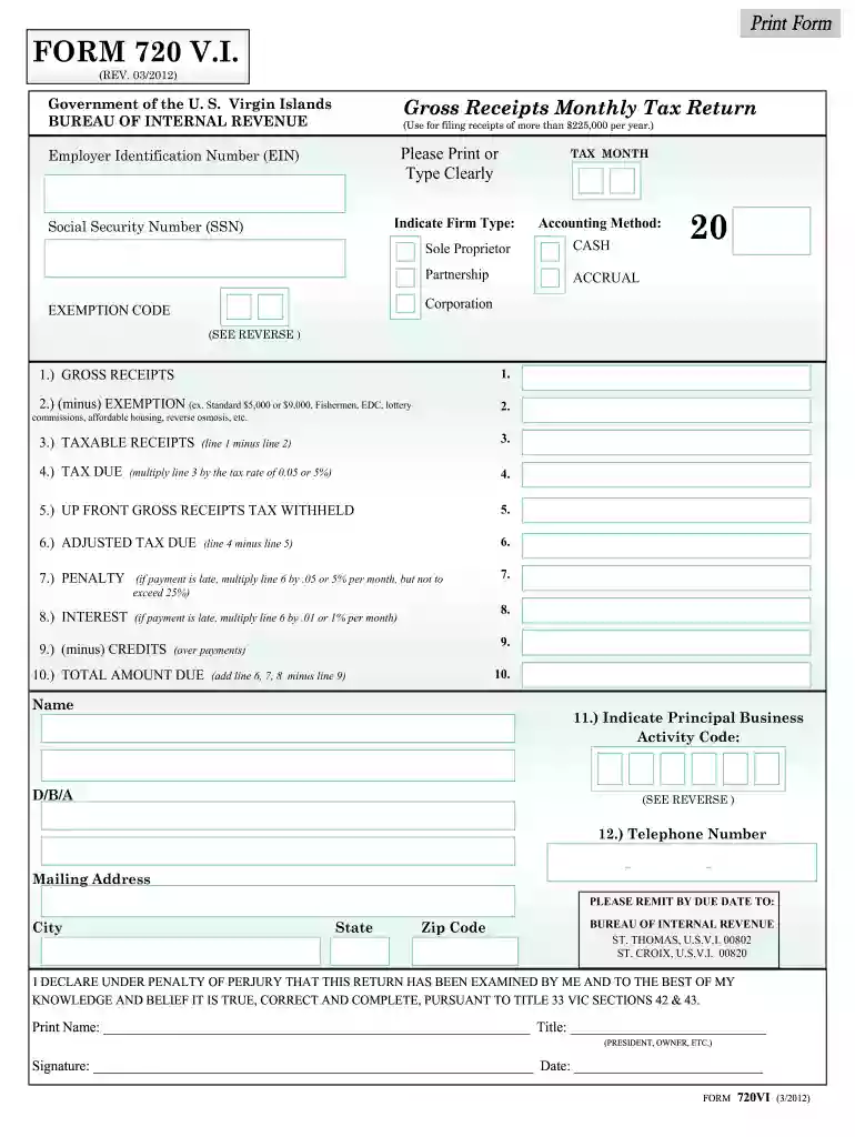 Fillable FORM 720 V I Preview on Page 1
