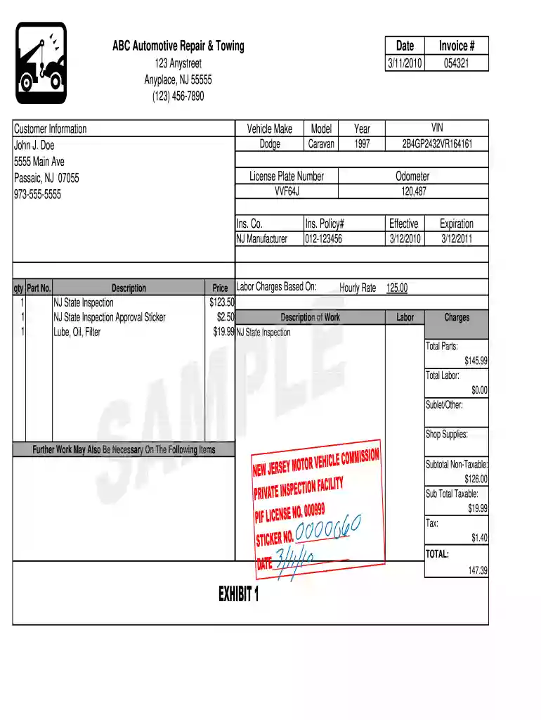 towing receipt Preview on Page 1