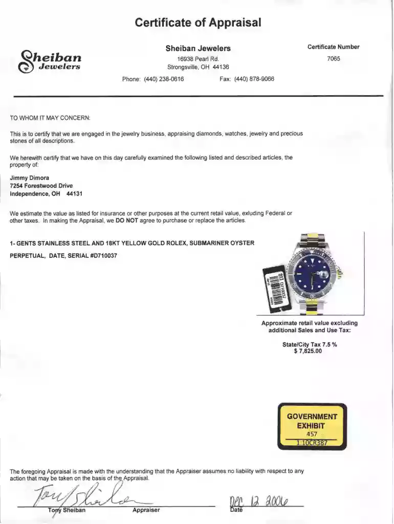 jewelry appraisal template Preview on Page 1
