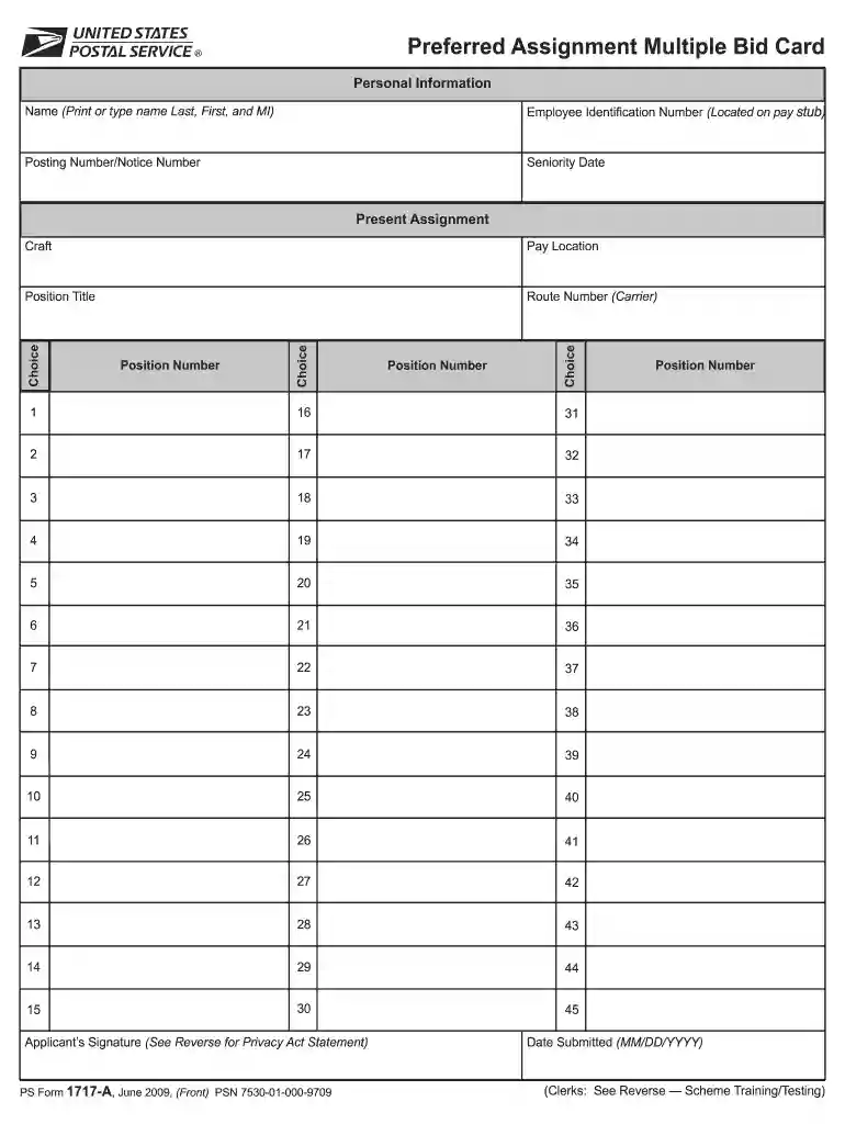 ps form 1717 a Preview on Page 1