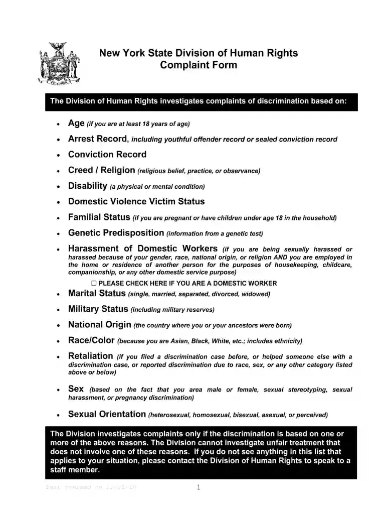 nys complaint form Preview on Page 1