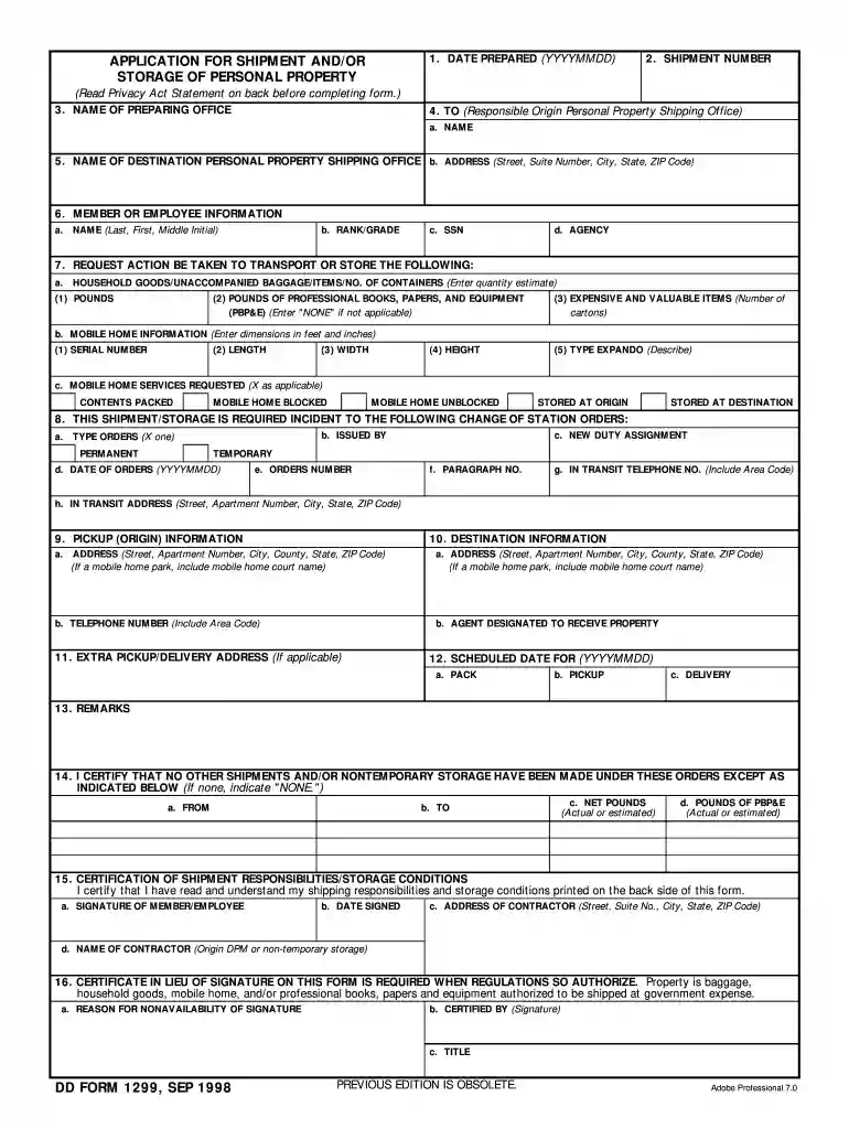dd form 1299 Preview on Page 1