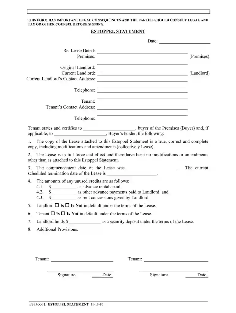 estoppel statement Preview on Page 1