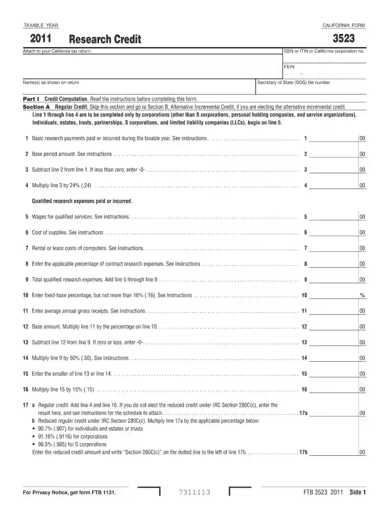 form 3523 credit 2011 Preview on Page 1