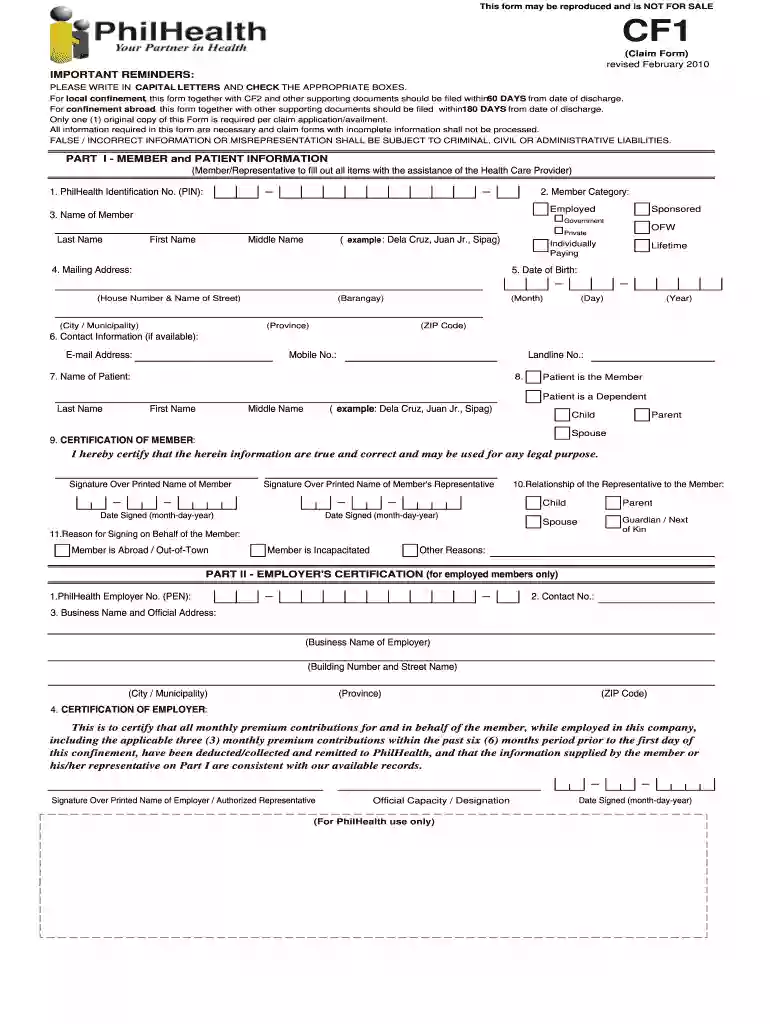 cf1 philhealth Preview on Page 1