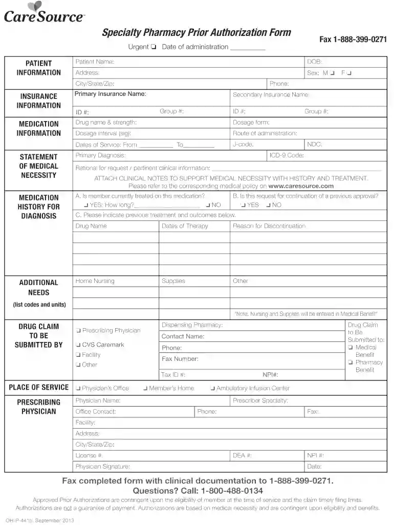 caresource application form Preview on Page 1