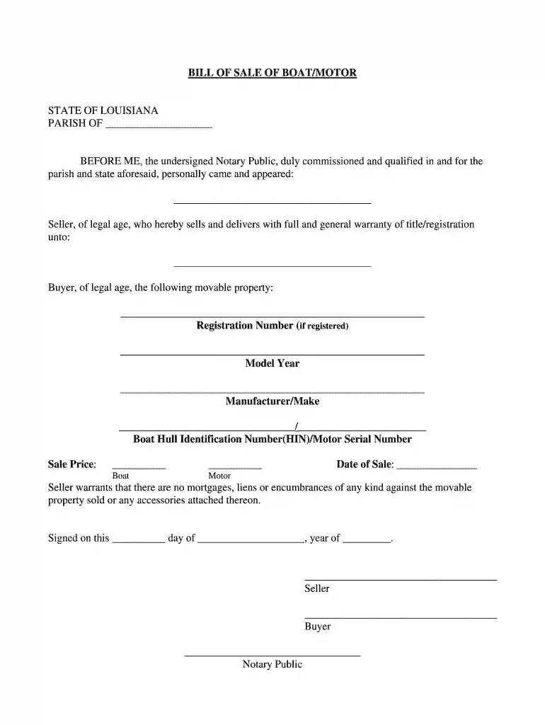 outboard motor bill of sale Preview on Page 1
