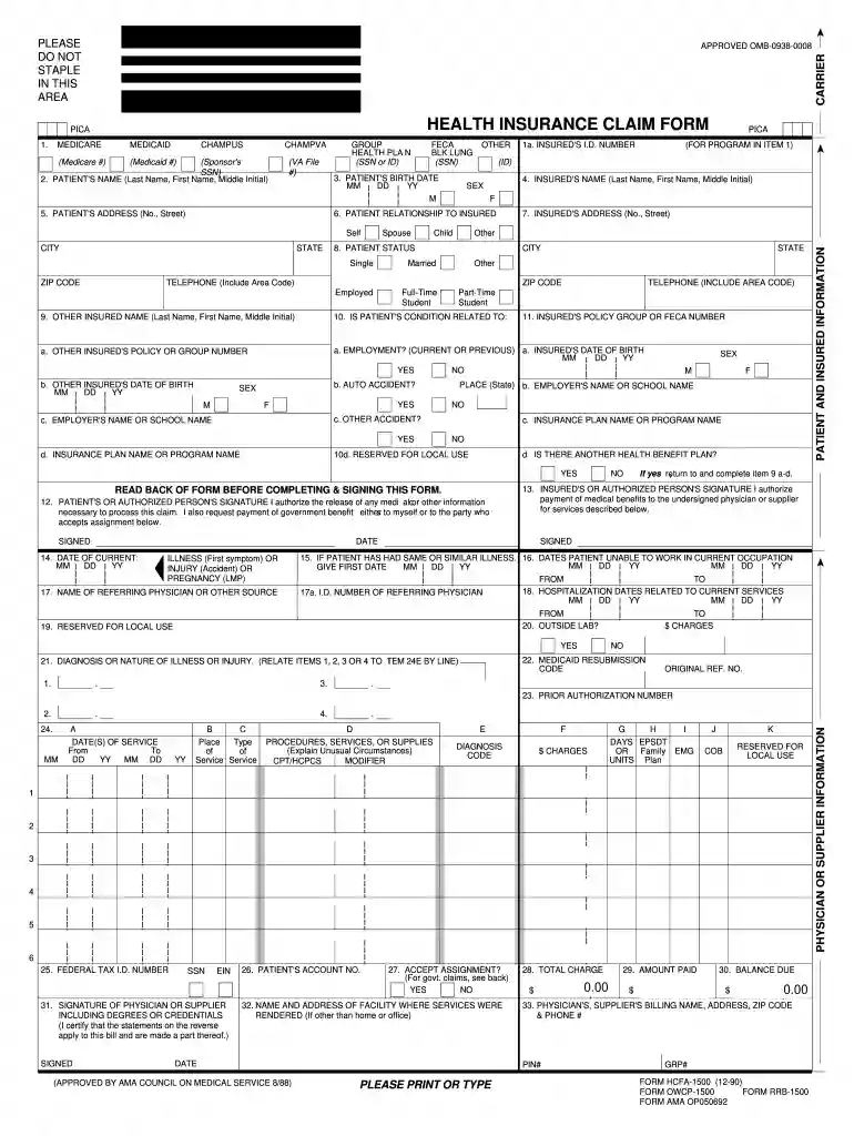 hcfa form 1500 tricare Preview on Page 1