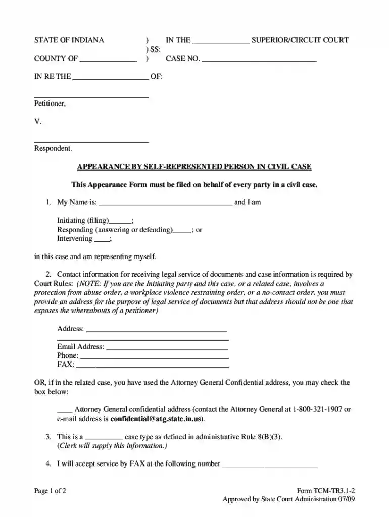 indiana divorce papers pdf Preview on Page 1