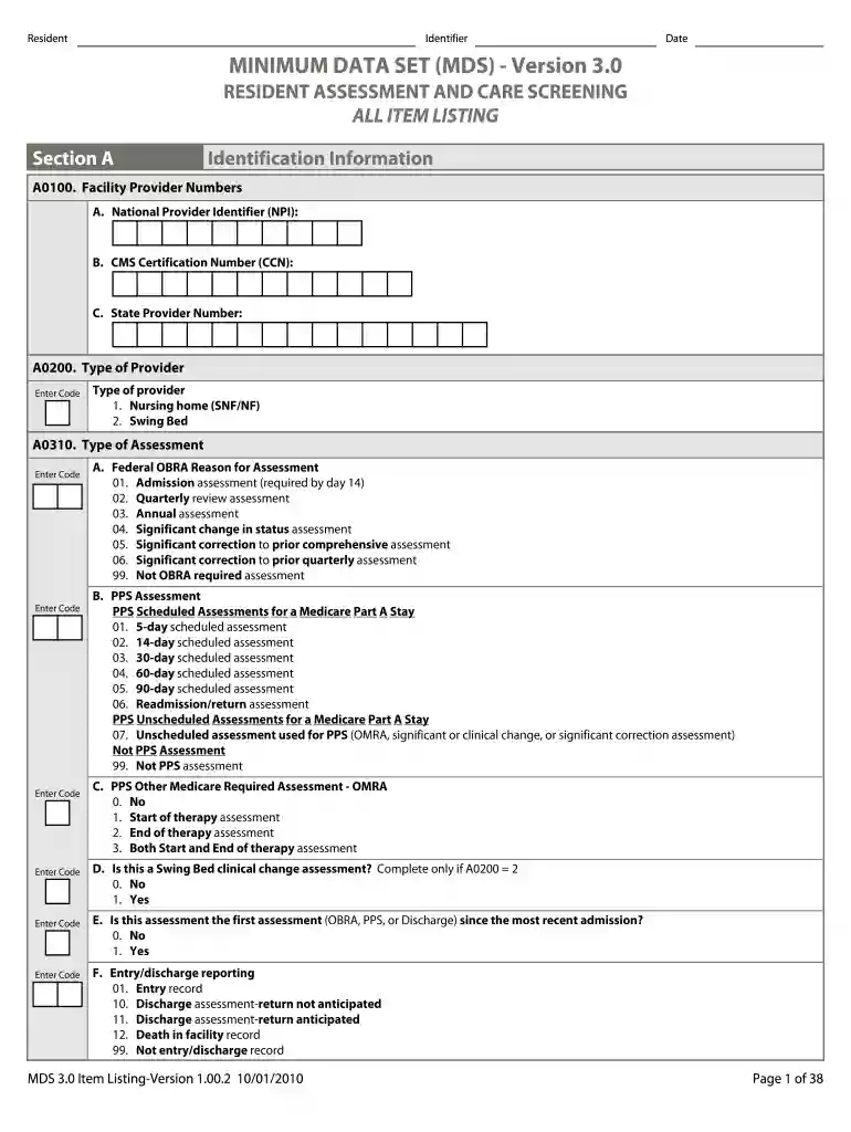 blank mds form 2024 Preview on Page 1