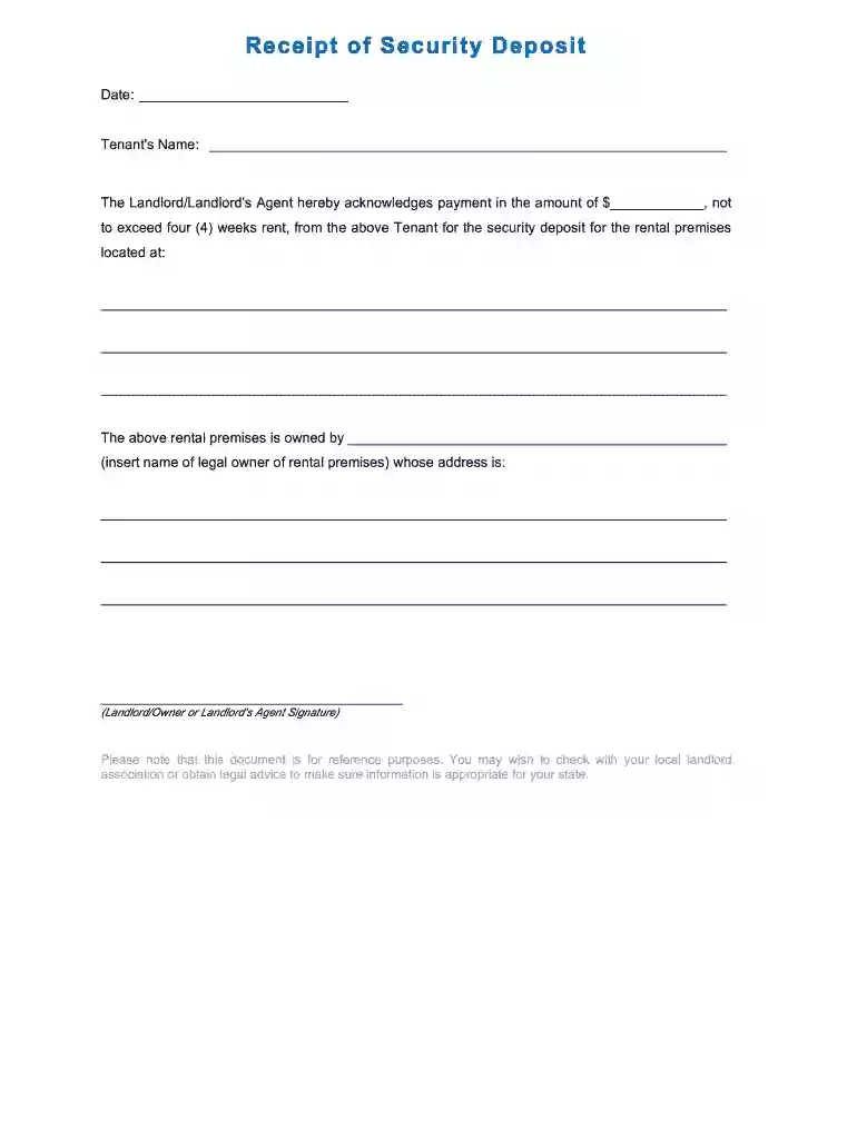 rent deposit receipt Preview on Page 1