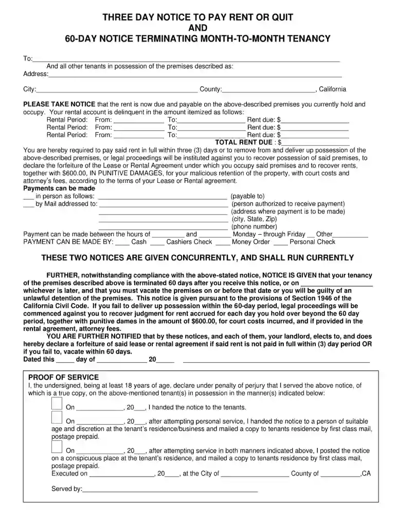 60 day notice to vacate california pdf Preview on Page 1