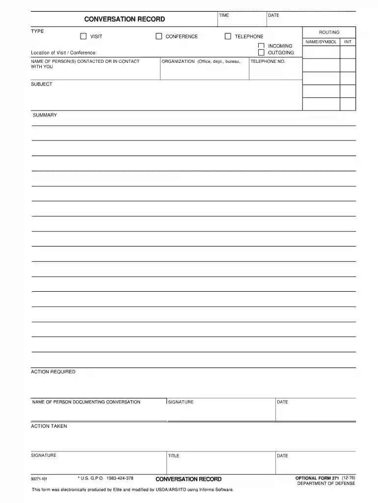 record of conversation template free Preview on Page 1