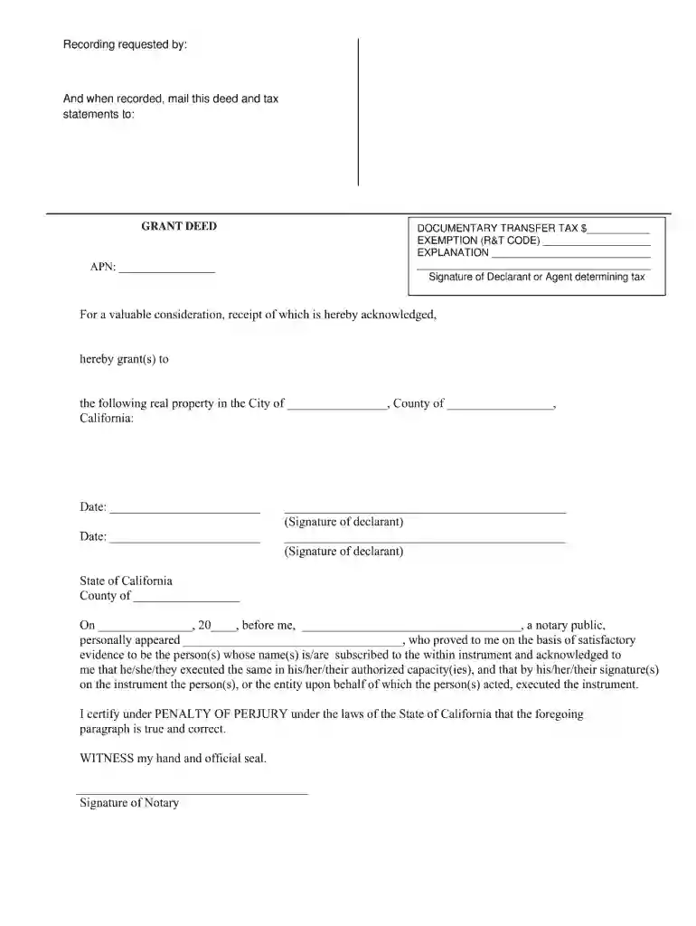 blank california grant deed form Preview on Page 1