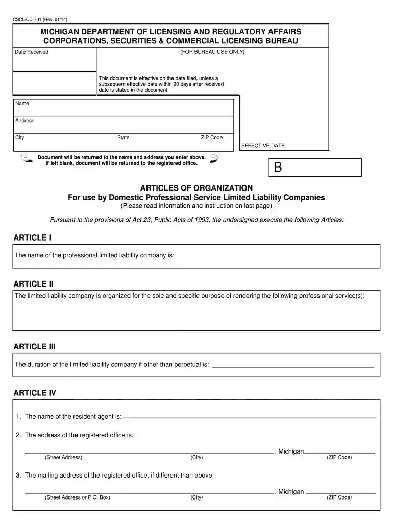 articles of organization form Preview on Page 1