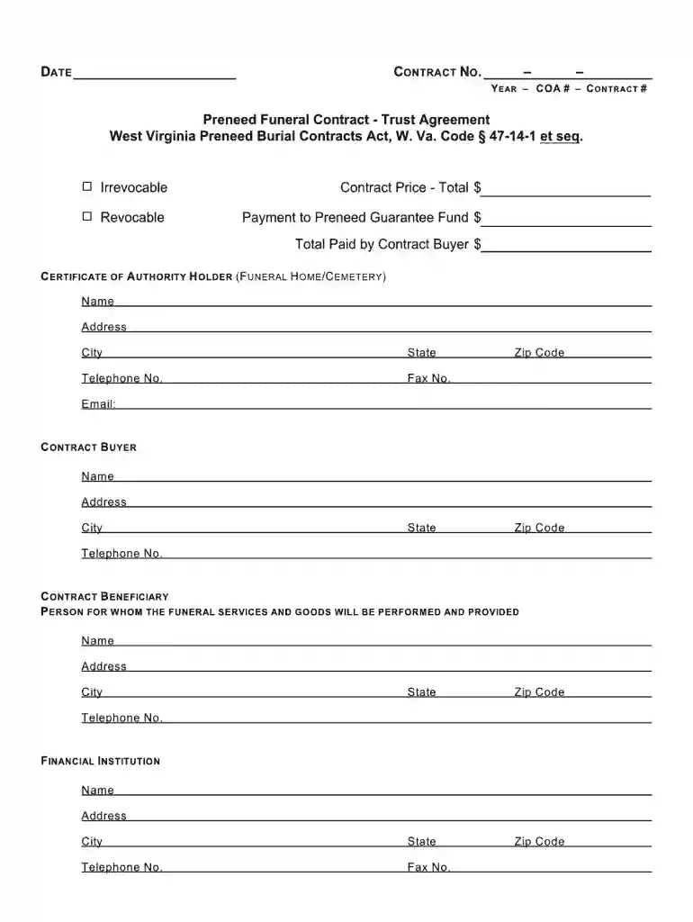 funeral contract Preview on Page 1