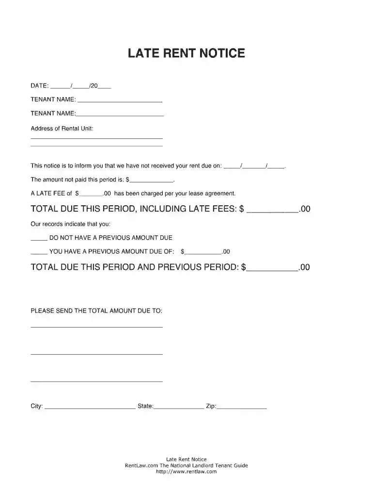 late rent notice Preview on Page 1