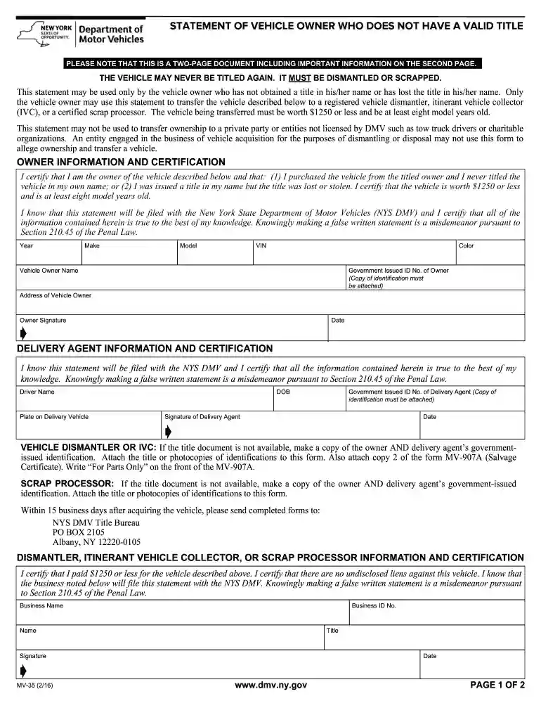 mv35 form Preview on Page 1