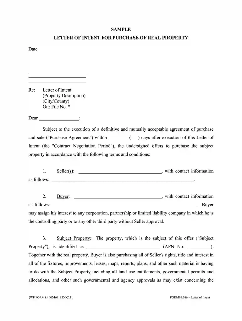 letter of intent to buy land Preview on Page 1