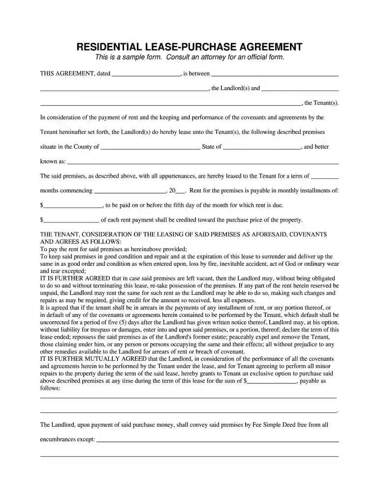 free printable rent to own contract Preview on Page 1