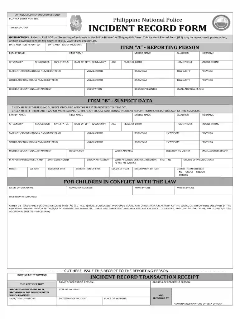 police blotter sample Preview on Page 1