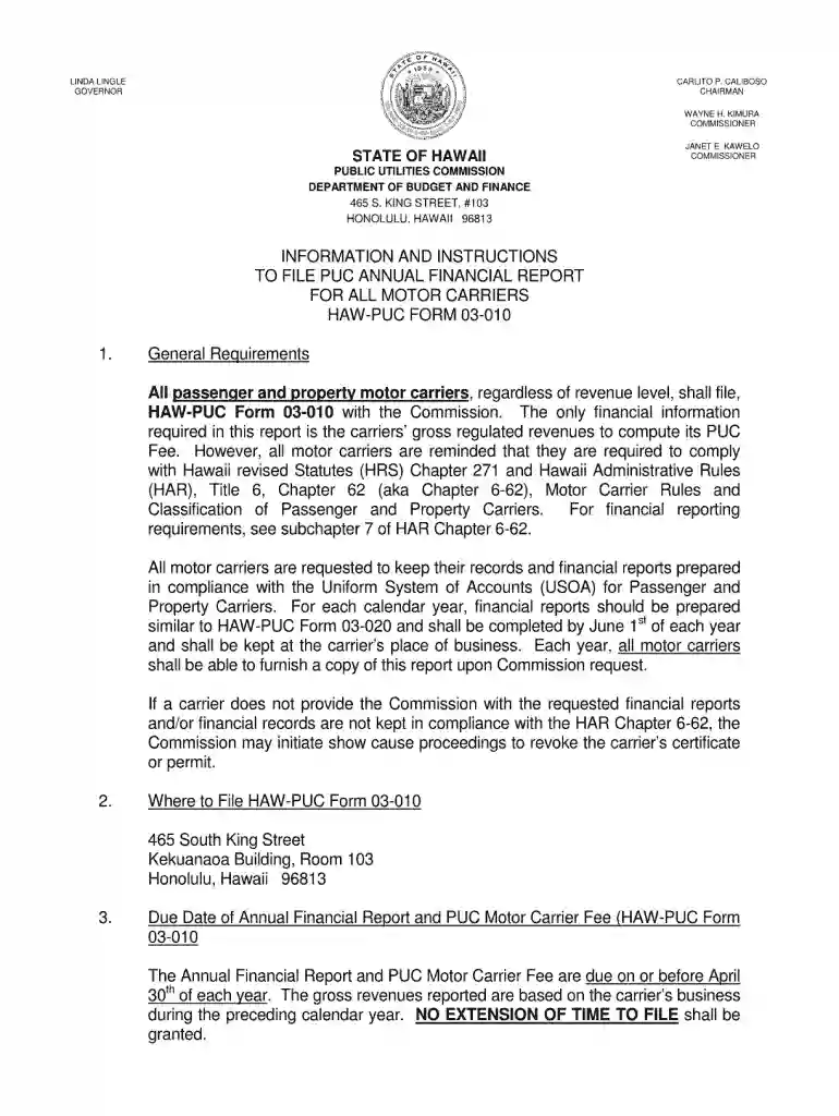 hawaii puc trucking rates Preview on Page 1
