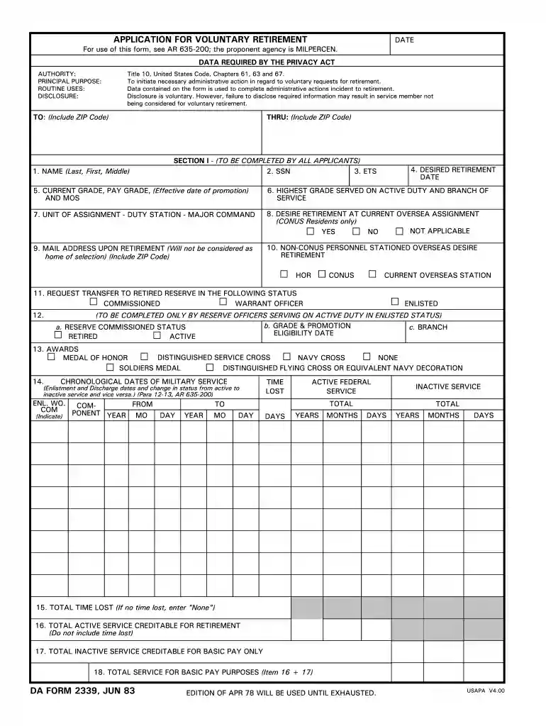 da form 2339 Preview on Page 1