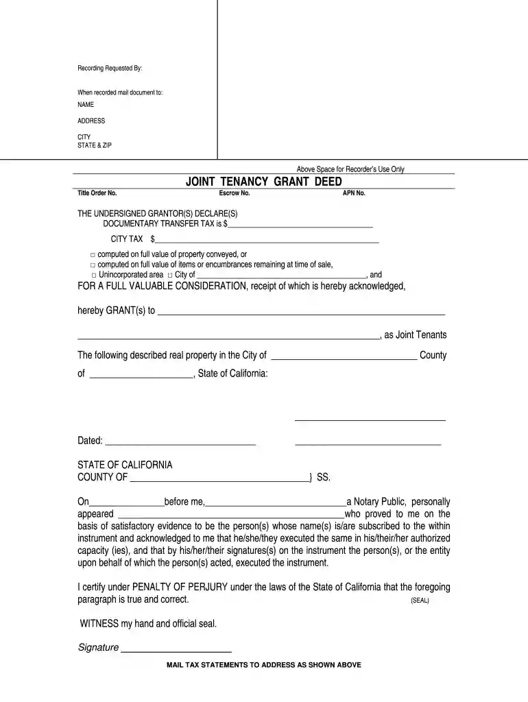 joint tenancy with right of survivorship Preview on Page 1