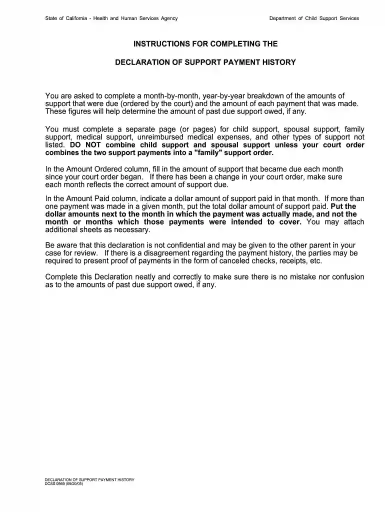 declaration support 2005 form Preview on Page 1
