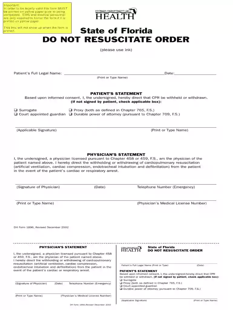 dnr form florida Preview on Page 1