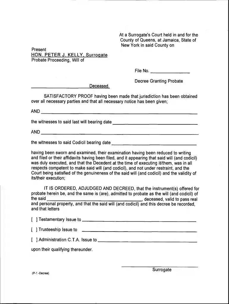 proposed decree surrogate court Preview on Page 1