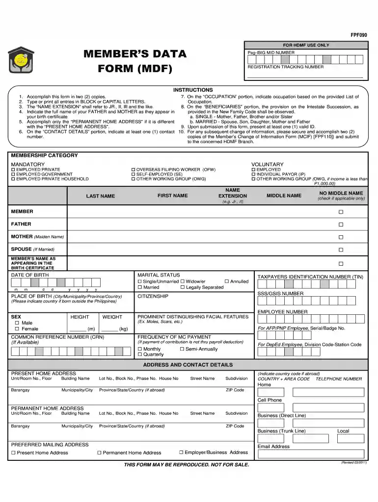 mdf form Preview on Page 1