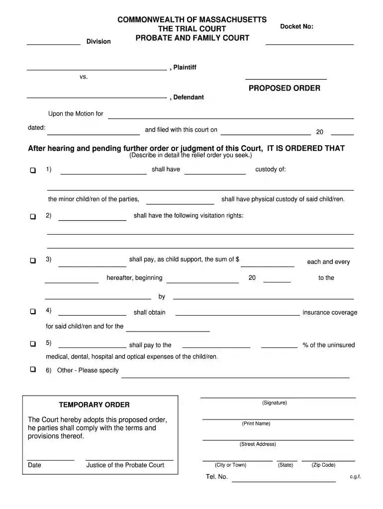 bristol county probate and family court forms Preview on Page 1